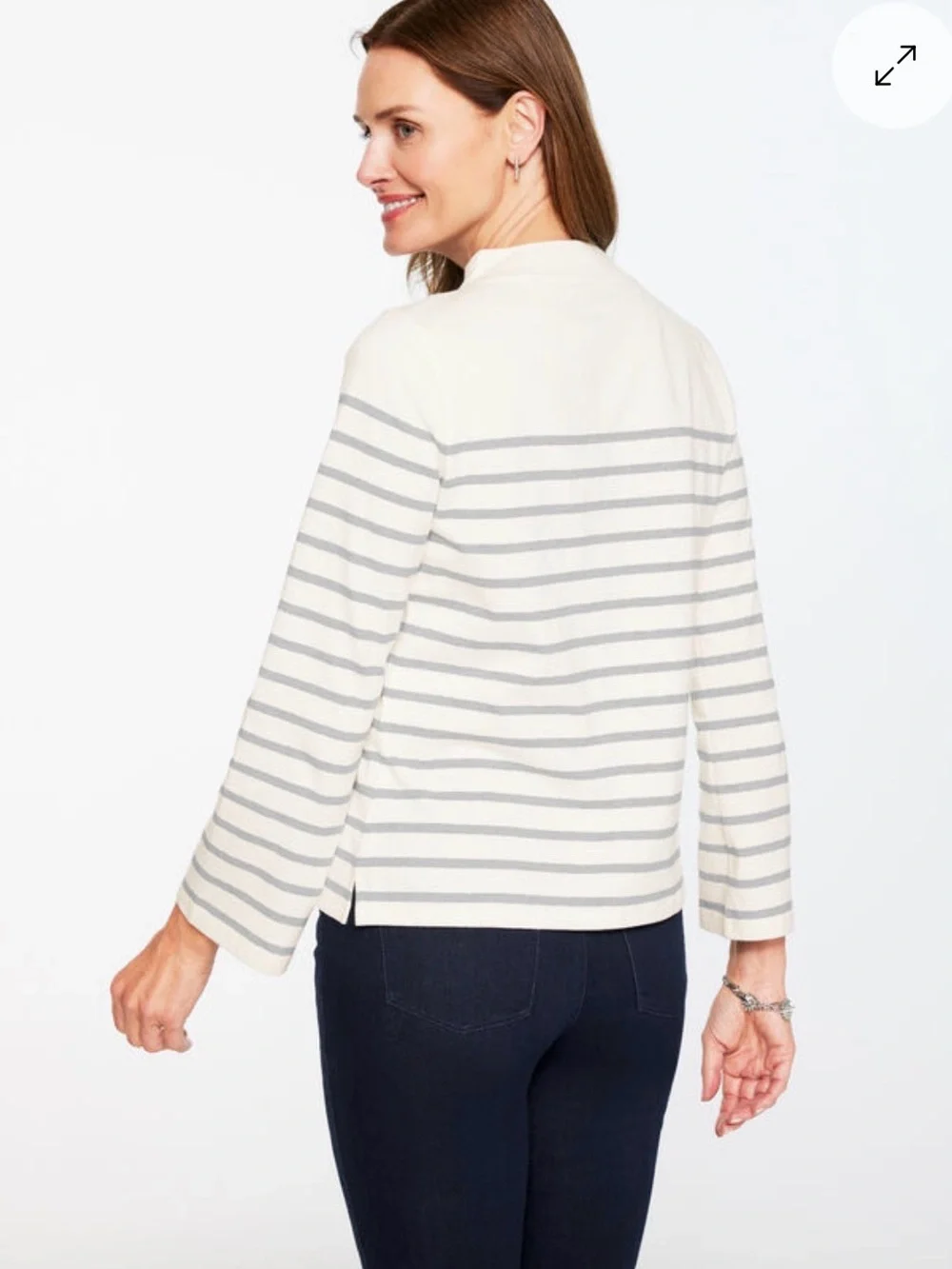 NWT Talbots Sequin Ribbon Stripe Mockneck Longsleeve Tee, Medium